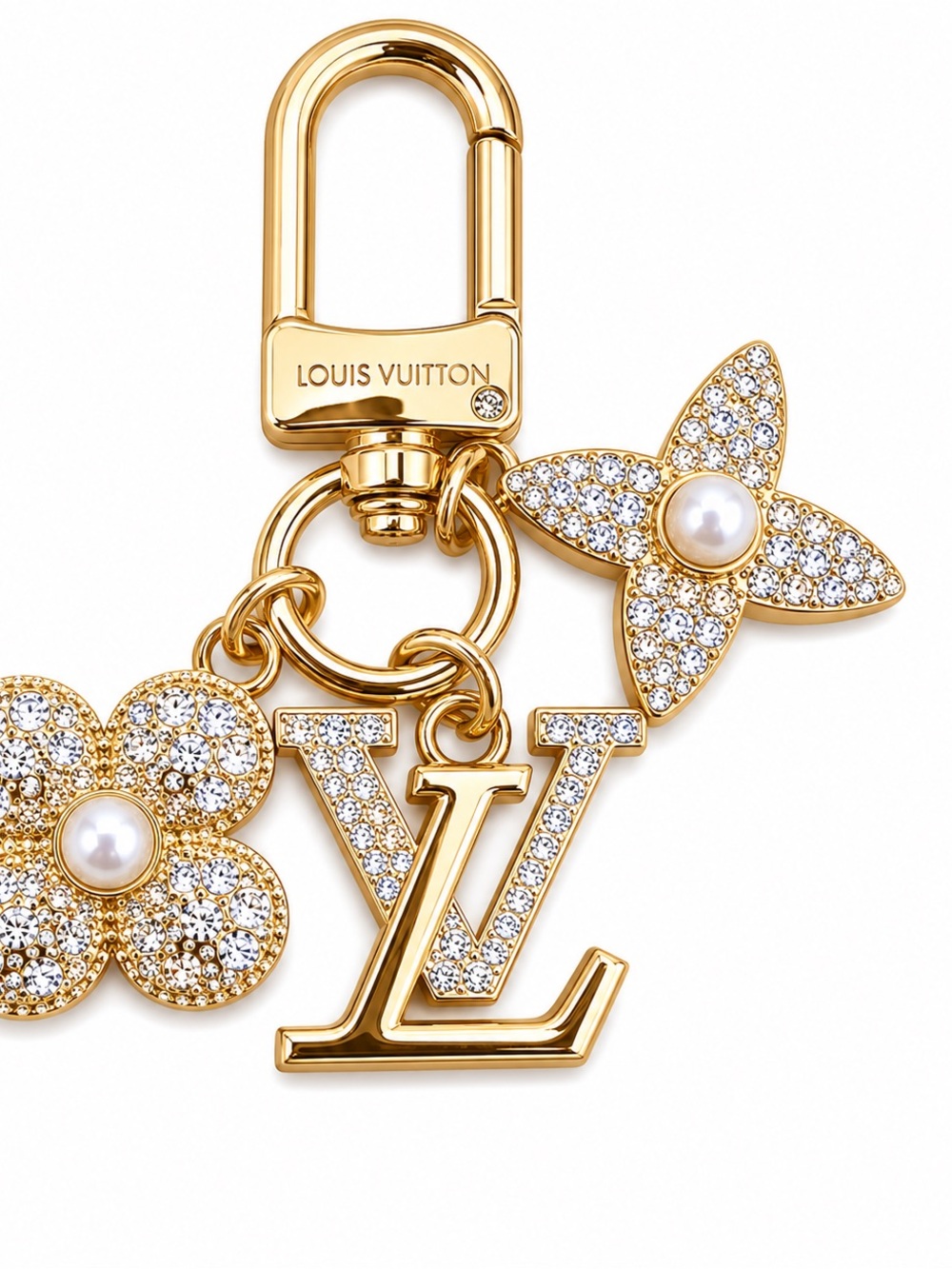 Gold and Crystal Monogram Charm Key Holder